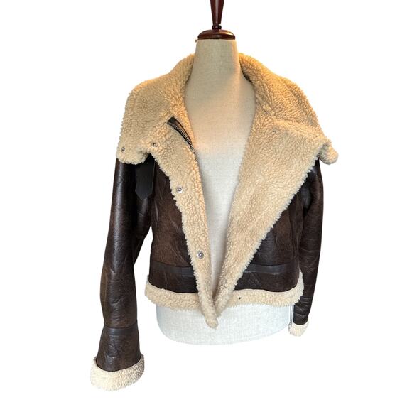 Commense Brown Faux Shearling Oversize Flight Jacket | Size M | NWT - Picture 7 of 9